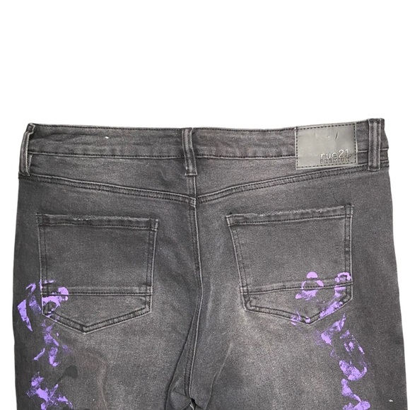 Rue21 Premium Paint Splatter Distressed Skinny Jeans in Washed Black Size 36/32 - Picture 4 of 4
